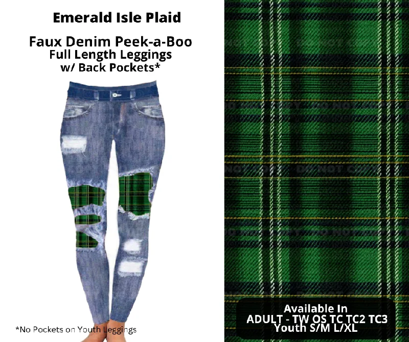 Comfortable Women's Outfits Preorder! Closes 12/9. ETA Feb. Emerald Isle Plaid Faux Denim Peekaboo Full Length