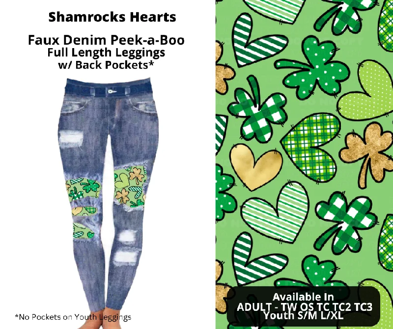 Women's Formal Event Attire Preorder! Closes 12/9. ETA Feb. Shamrock Hearts Faux Denim Peekaboo Full Length